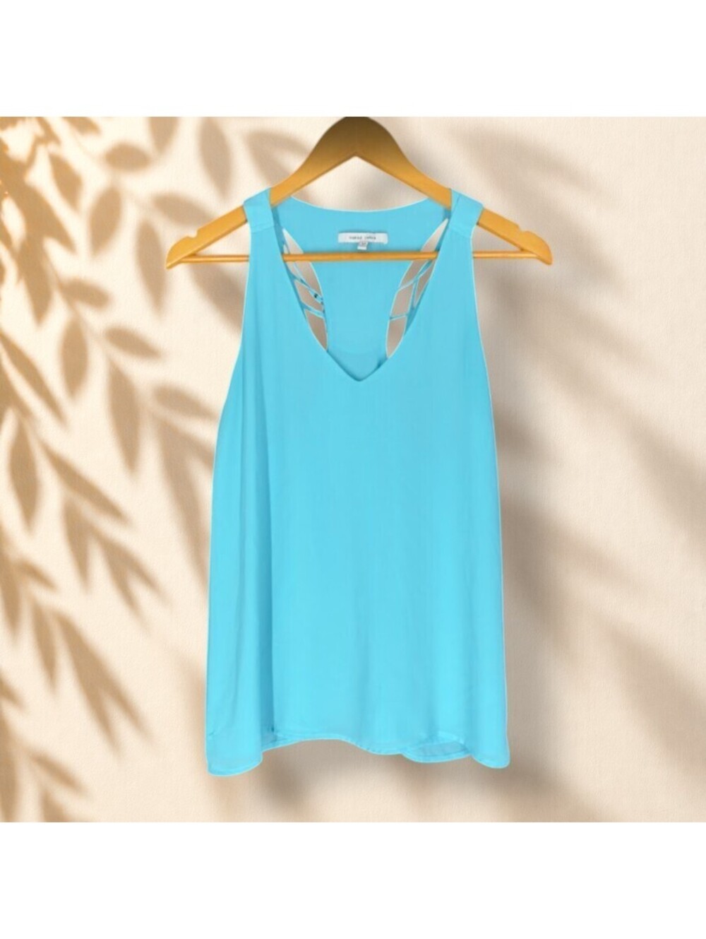 Naked Zebra Tank Women M Medium Blue V-Neck Sleeveless Racerback Casual Solid
